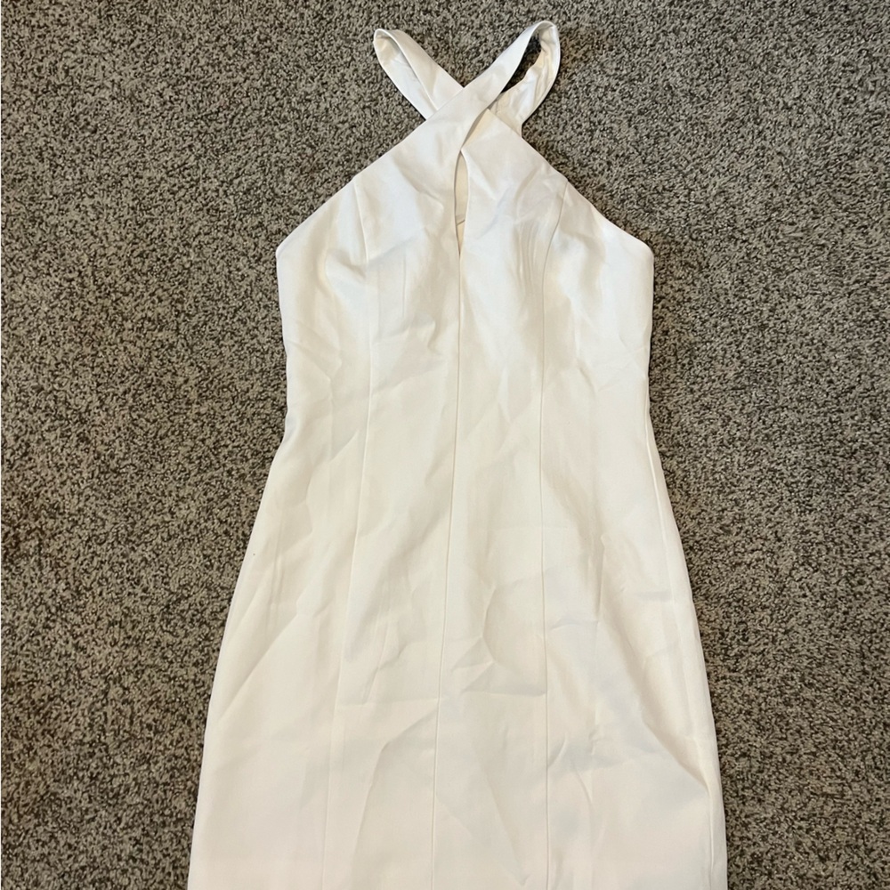 White Halter Sheath Dress